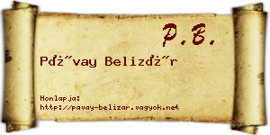 Pávay Belizár névjegykártya